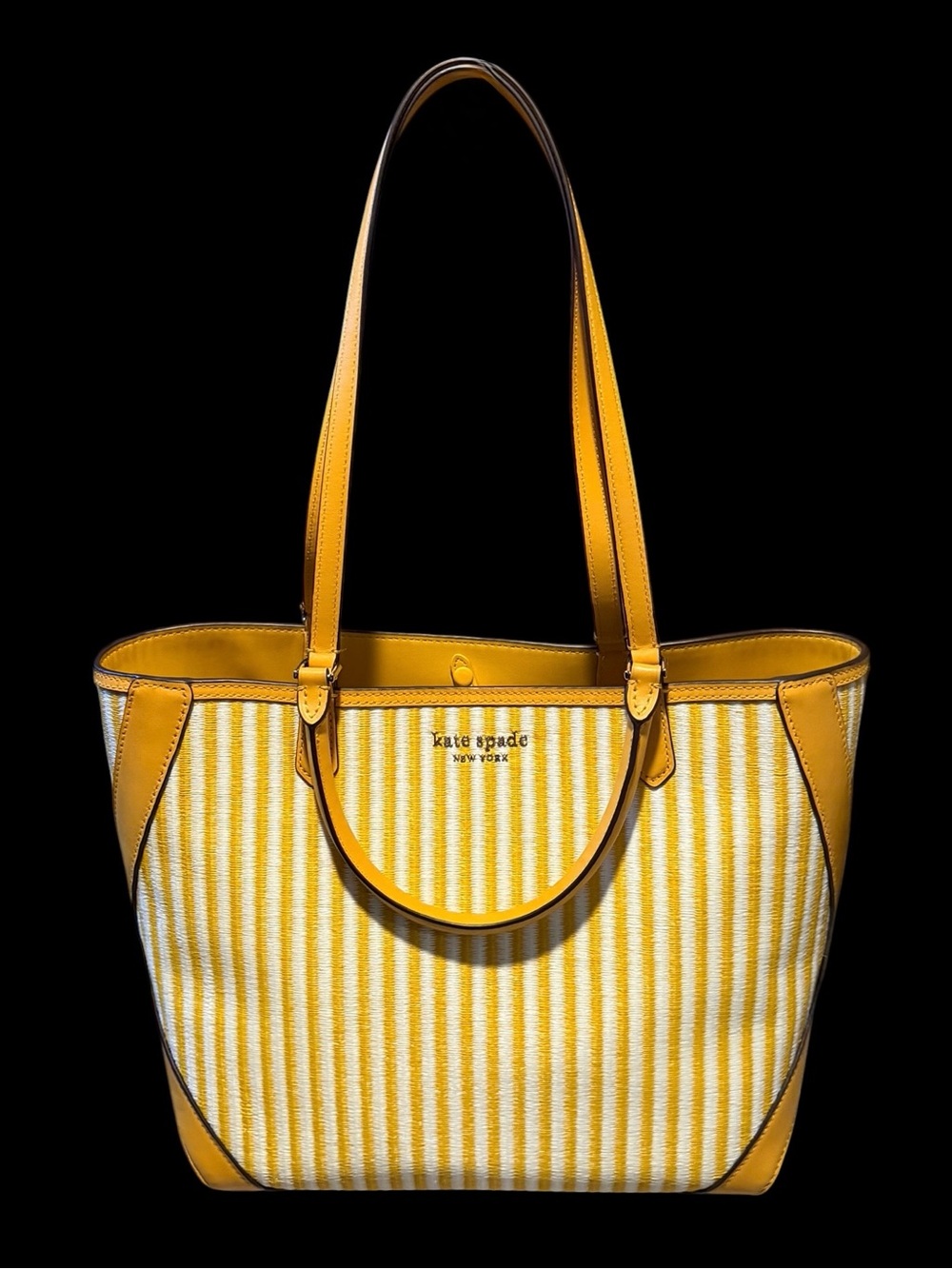 Kate Spade New York Buddie Striped Straw Tote - Picture 3 of 14